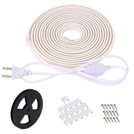 pcningled AC 120V LED Strip Lights 10M 32.8ft Warm White, IP67 Waterproof LED Light Strip Dimmable Strips Rope Lights for Kitchen Cabinets Indoor Use, Hardwired Installation (White, 32.8ft)
