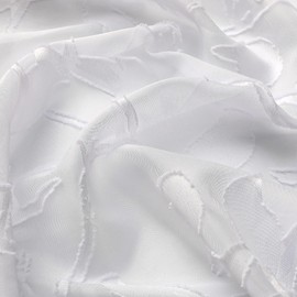 OVZME Anji Textured White Kitchen Sheer Curtain Tiers 36 inch Length 2 Panels Set, Elegant Farmhouse Short Sheer Curtains for Small Windows/Bathroom/Cafe/Living Room, Dual Rod Pocket, W38 x L36 Inch