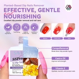 SAVILAND Dip Powder Remover 2 Pcs: Professional Dip Nail Remover Kit Gentle & Safe Remove Dip Nails With Cuticle Oil Nail File Tools No Need Soaking Or Wrapping 0.5 Floz Home Use