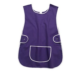 BILMASEE,s LADIES UNIVERSAL THICK COTTON BLEND TABARD APRON, PURPLE, FASTENING BOTTON (XXXOS XXXLARGE, UK 28-30)