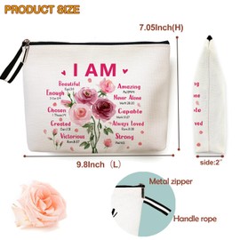 OUZ Black Girl Cosmetic Bags for Women African American Makeup Bag Inspirational Gift Travel Makeup Pouch Zipper Reusable Cosmetic Organizer-God Says You are Unique Special (I AM Amazing-Beige)