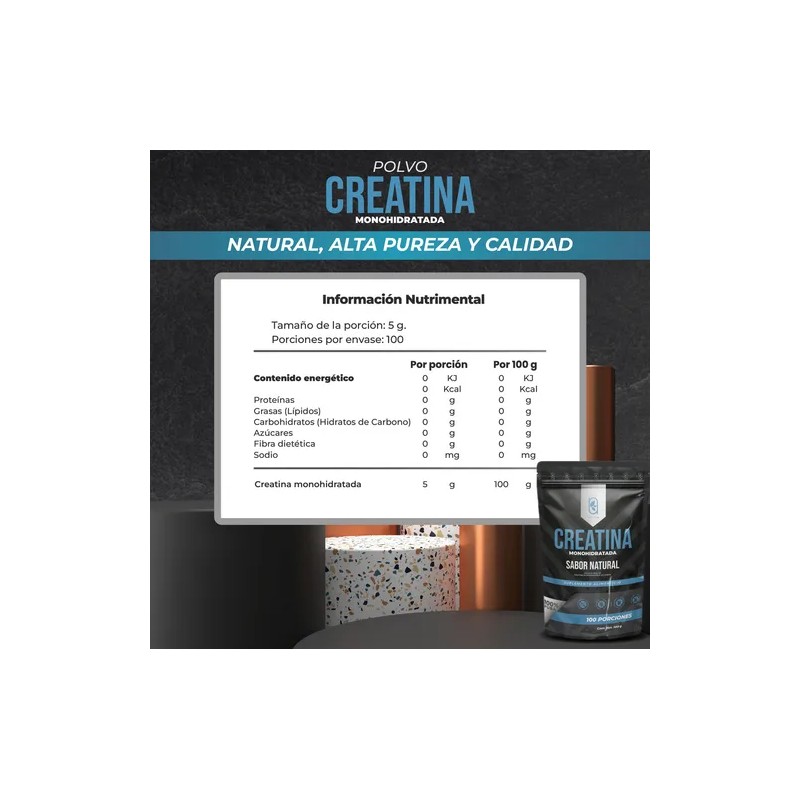 Creatina Monohidratada 100% Pura Sin Sabor 500 G I 100