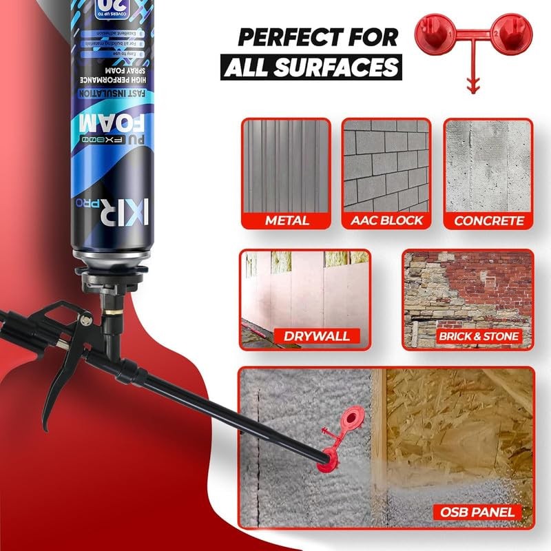 ixirpro Mega Red Nozzle 6 Pack (1-2)(Vertical-Horizontal) for Spray Foam