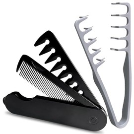 2 Piezas Peine de Textura para Hombre y Mujer  2 en 1 Peine Plegable Styling Comb y Peine para Peinar Esponjoso, Apto Todo Cabello, Textura...        