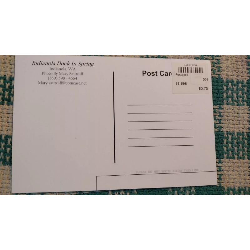 MARY SAURDIFF POST CARD INDIANOLA DOCK INDIANOLA WA