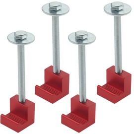 PETCHOR Truck Tool Box Mounting Kit No Drill, J Hook Crossover Tool Box Mounting Clamps, Aluminum Truck Tool Box Tie Downs for Pickup Truck Tool Box, 4Pack, Red