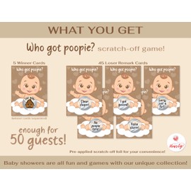 Party Hearty Delightful Baby Shower Fun - 50 Hilarious Poopie Scratch-Offs - Ideal for All Genders