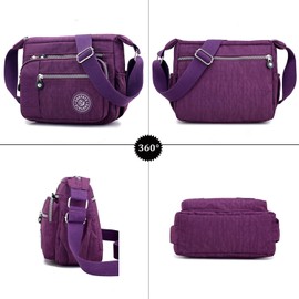 Ecohaso Crossbody Bags for Women, Multi-Pocket Lightweight Shoulder Bag Waterproof Nylon Casual Messenger Travel Bag Handbag