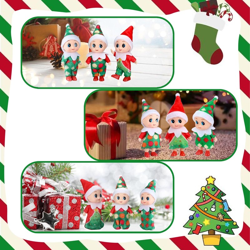 Pack of 3 Mini Dolls Elf Christmas Baby Tiny Christmas