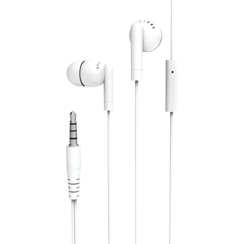 Laser Earbud Headphone with Mic in White