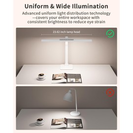 SEOUFRDZ LED Desk Lamps for Home Office with Base, 24W Brightness Touch Control Desk Light, Adjustable Gooseneck Tall Office Lights for Drawing,Reading,Crafts,Gaming,Workbench,Architect,Study, White