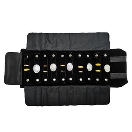 SCIKHEFT Portable Ring Travel Bag Jewelry Travel Roll Bag Small Black Velvet Folding Jewelry Orgnizing bag