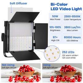 Photography Video Lighting Kit, Upgraded Bi-Color LED Video Studio Lights with Dimmable 2500k~8500k and 79" Light Stand for Camera Photo Recording Filming Stage Shooting Streaming YouTube TikTok