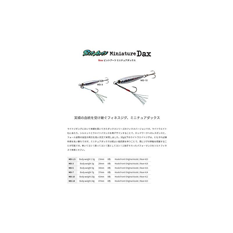 パームス(Palms) メタルジグ ビットアーツ ミニチュアダックス 10g MD-10 H-10 イワシ.