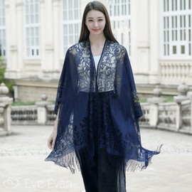 Evan EE01 Women's Stole, Lace, Formal, Weddings, After-parties, Congratulations, Condolences, 10 Colors,, navy