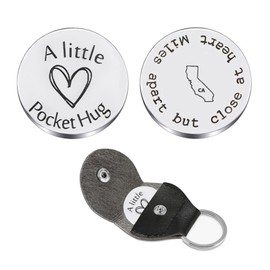 JJTZX Pocket Hug Token for Long Distance Relationship Gifts Miles Apart but Close at Heart United States Map Keychain (CA-California)