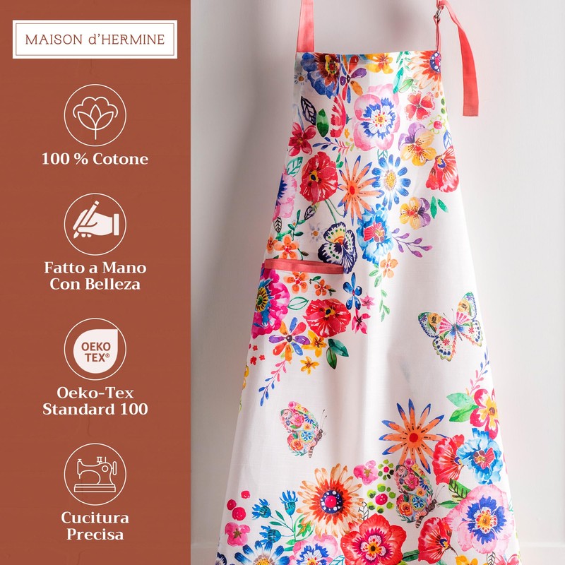 Maison d'Hermine 100% Cotton 1-Piece Kitchen Apron with Adjustable Neck