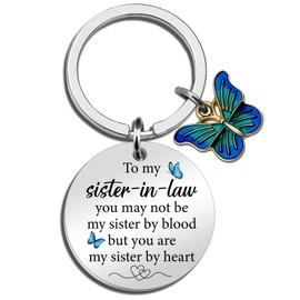 Cxulquvs Sister In Law Keychain Birthday Best Gifts for Sister In Law Wedding Gift Unique Unbiological Sisters Gift for Thanksgiving Christmas Mother's Day