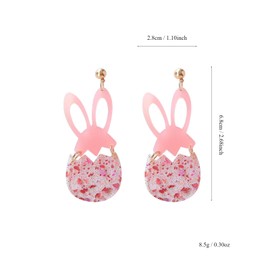 Easter Bunny Earrings Women Girls Acrylic Easter Earrings Exquisite Earrings Easter Cute Stud Earrings Easter Bunny Easter Earrings for Holiday Accessories, Jewellery Gifts, Acrylic, No Gemstone