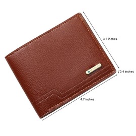 MUFANDUO Slim Wallet for Men with Coin Purse, Minimalist Wallet with Zipper, Bifold Mens Wallets with Credit Card Holder, PU Leather Men's Wallet with Money Clip, Carteras Para Hombres (Brown L)