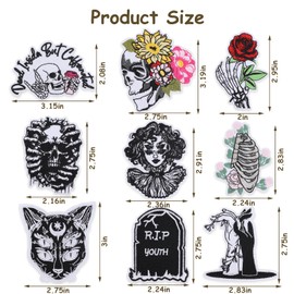 20 PCS Goth Embroidered Iron On Patches for Clothes,Cool Skull Sew On Applique Patches for Hat,Backpack,Jackets,Jeans,Funny Punk Embroidery Patch for Adult