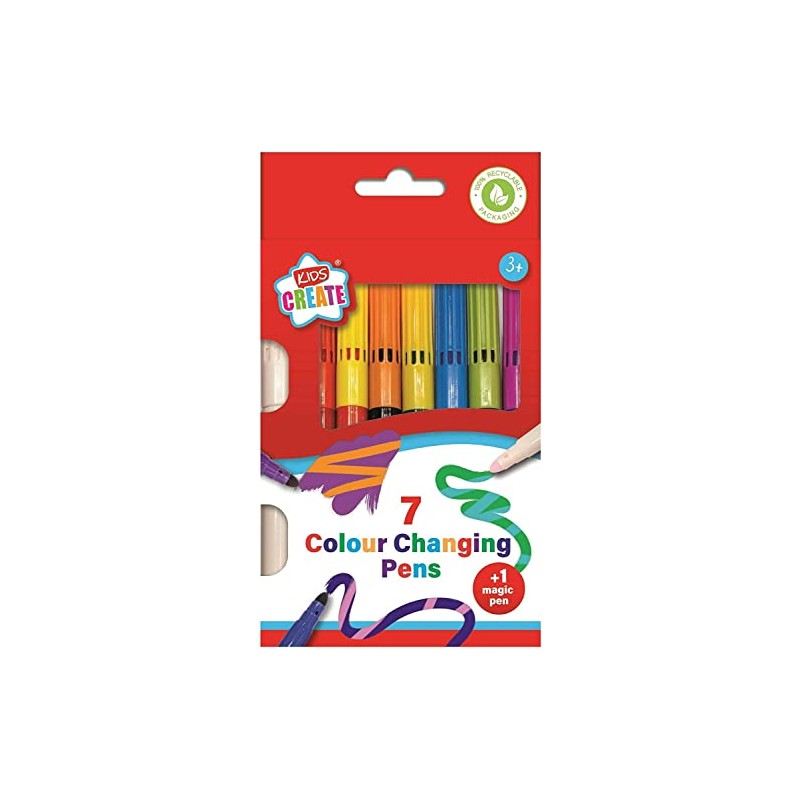 Kids Create Pack 7 Assorted Colour Changing Pens With Magic