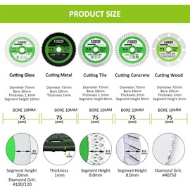 Mini 3 inch Diamond Blades - FACHLICH Cutting Disc for Tile Concrete Granite Metal Glass Porcelain Wood 3/8"(10mm) Arbor