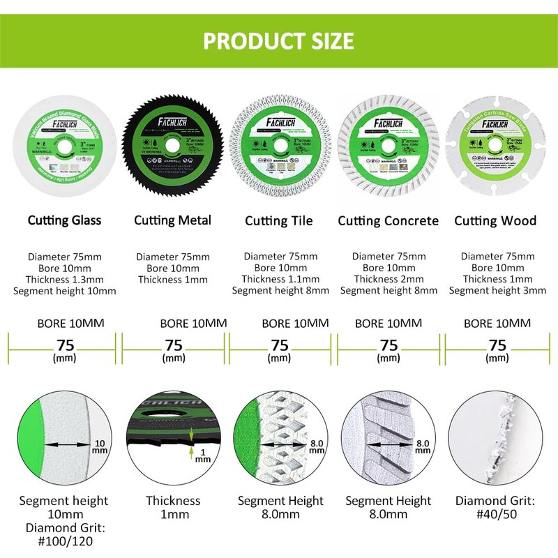 Mini 3 inch Diamond Blades - FACHLICH Cutting Disc for