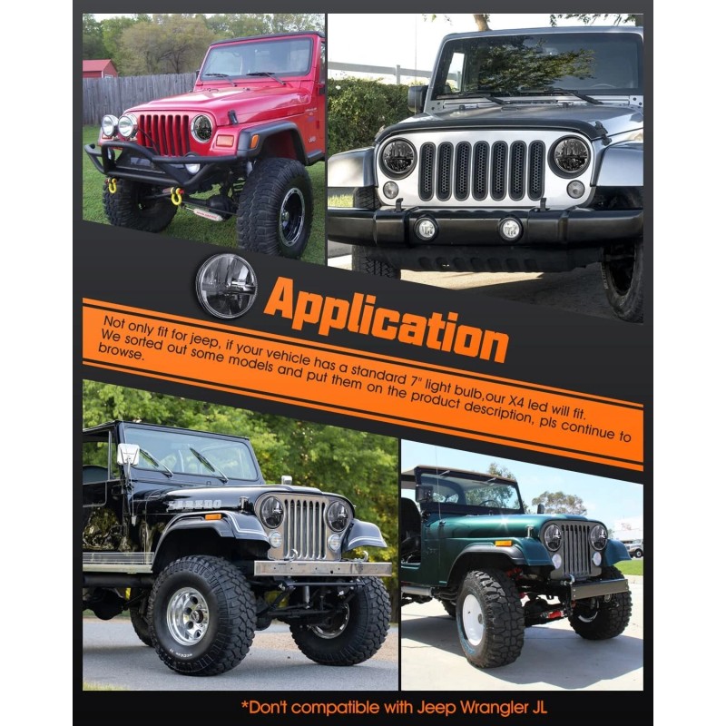 uspaits888 Pair Fit Freightliner Century Class 1996-2011 7'' Inch LED