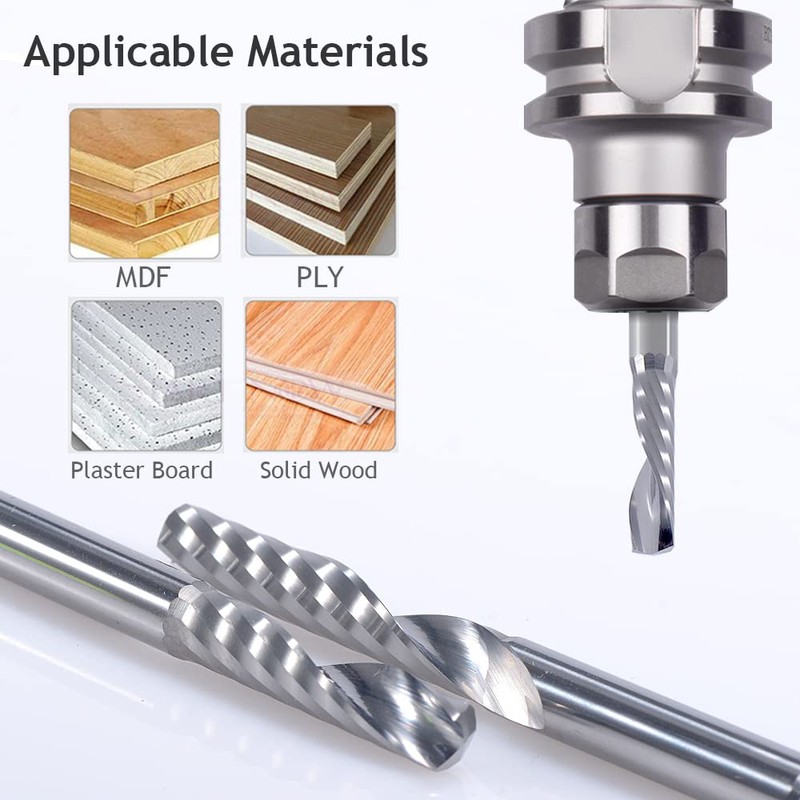 CNC Router Bits, Engraving Bits, End Mill, Single-Flute Spiral, Upcut