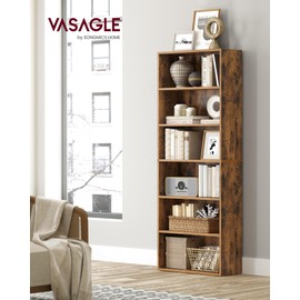 VASAGLE CUSTOS Collection - Bookshelf, 6-Tier Bookcase, Book Shelf, Open Storage Shelf, 9.4 x 23.6 x 63.3 Inches, for Living Room, Home Office, Dinning Room, Rustic Brown ULBC166X01