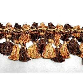 Juan Santamaria Y Hijos 6 yards TASSEL FRINGE 3 1/2" - Brown/Beige/Pl