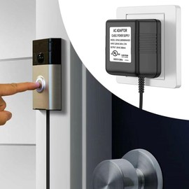 AC 18 Volt Transformer Compatible with All Versions of Ring Doorbell, UL Listed C Wire Adapter, 29.5Ft Long Cable (1P-Black)