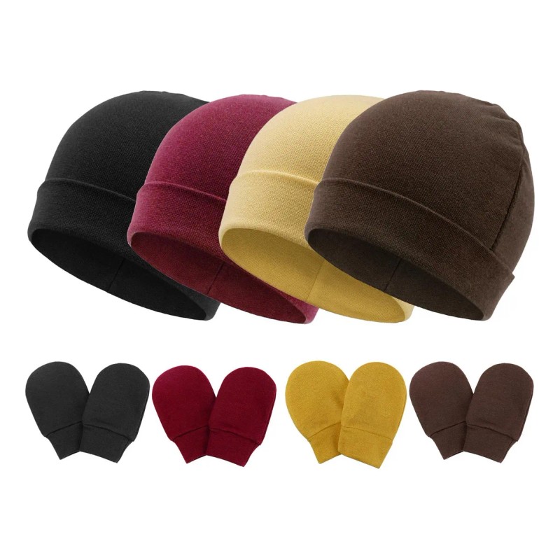 ^ Conjunto De Gorro Y Manoplas De Algodón For Bebé,
