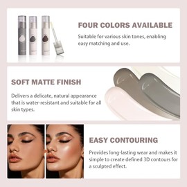 Barra de contorno líquido marrón natural de tono cálido, textura suave con cobertura construible, maquillaje de contorno moldeador facial ligero y dur