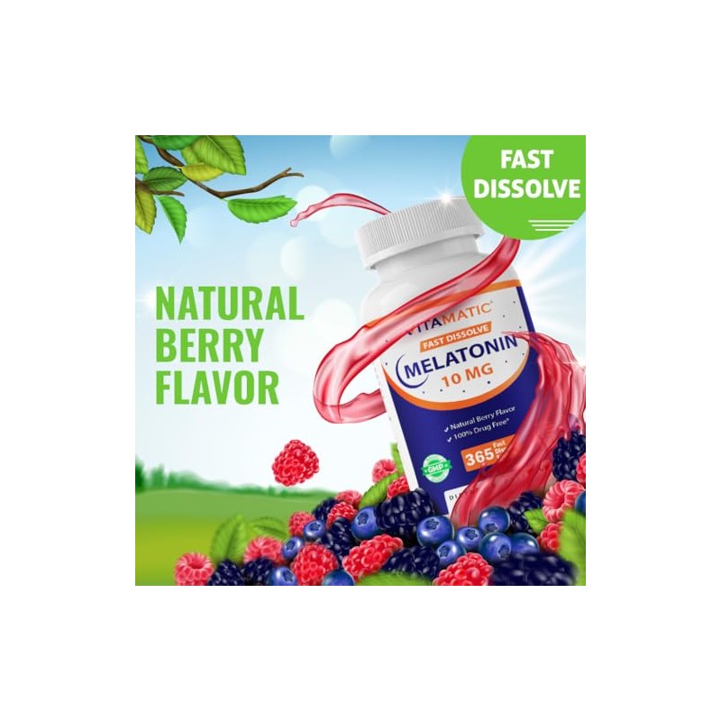 Vitamatic Tabletas de melatonina de 10 mg Vegetariano, sin OMG,