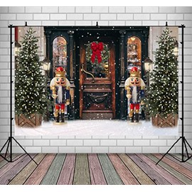 Lofaris Christmas Nutcracker Theme Party Backdrop Merry Xmas Bokeh White Snowflake Pine Trees Lamp Outdoor Background Family Holiday Kids Birthday Baby Shower Portrait Photo Booth Props 9x6ft