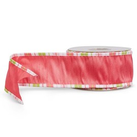 Raz 2.5" Pink with Striped Edge Wired Easter Ribbon R4527731