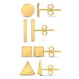 Simple Geometric Small Stud Earring Set Minimalism Tiny Stud Earrings for Women (Gold)