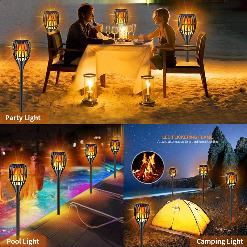 Ollivage Solar Lights Outdoor, 43" Flickering Flames Torch Light Solar