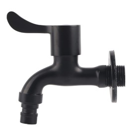 304 Stainless Steel, Mount Tap Garden Water Faucet Stainless Outside Faucet Black Wall 1/2 for Bathroom(Washing Machine)