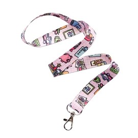 Lindsay Braman Studios DBT Skills Themed Lanyard, 100% Polyester, Mental Health Icons Pattern, Pink, 20 Inch, 0.5 Ounce, Lobster Clasp