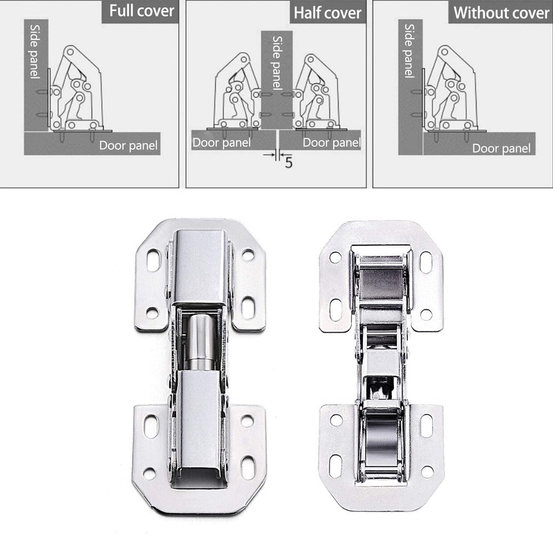 8 x Screw-On Hinges with Spring Opening Angle 90° Cupboards