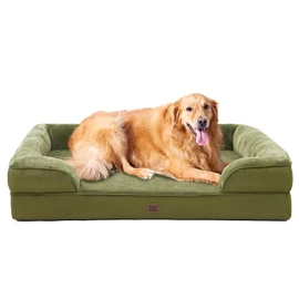 EHEYCIGA Orthopedic Dog Beds for Extra Large Dogs 44x32Inch, Waterproof Memory Foam XL Pet Bed with Sides, Non-Slip and Egg-Crate Foam Big Dog Couch Bed with Washable Removable Cover, Olive Green