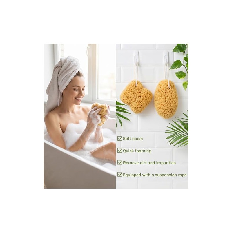 piezas de esponja de baño, esponjas marinas naturales para ducha,