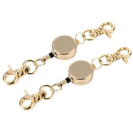 LanFly Reel Key Chain with Carabiner, Metal Wire, Extends Up to 12.6 inches (32 cm), Anti-Loss, Set of 2, For Retractable Hanging Name Tags, Small, Reel with Hook, Lanyard Keychain, Set of 2 Q Light