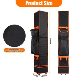 ChimimeDecor 10x10x48in Canopy Bag Replacement, 800D Waterproof Oxford Canopy Carrying Bag, for 10x10 Pop Up Canopy Tent with Roller Wheels/Handle/Buckle Strap/Pocket for Easy Carrying, Black