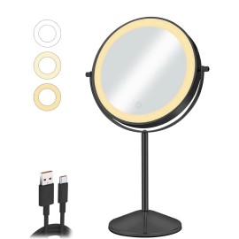 Vanity 7inch Mirror with Lights Rechargeable 1x/10x Double Sided Mirror