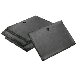 mtb more energy Set of 4 Slate Signs Panels – 10 x 7 cm – Rectangular with Hole – for Labelling Yourself for Garden, Household, Crafts, Gifts