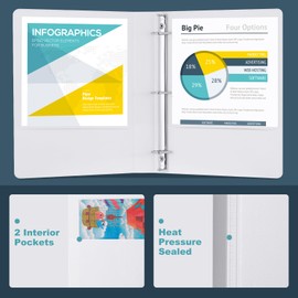 ViVin Durable D Ring Binders, 1 Inch 3 Ring View Binders, Customizable Clear Cover, Hold 225 Sheets of US Letter Size Paper, 8 Pack, White